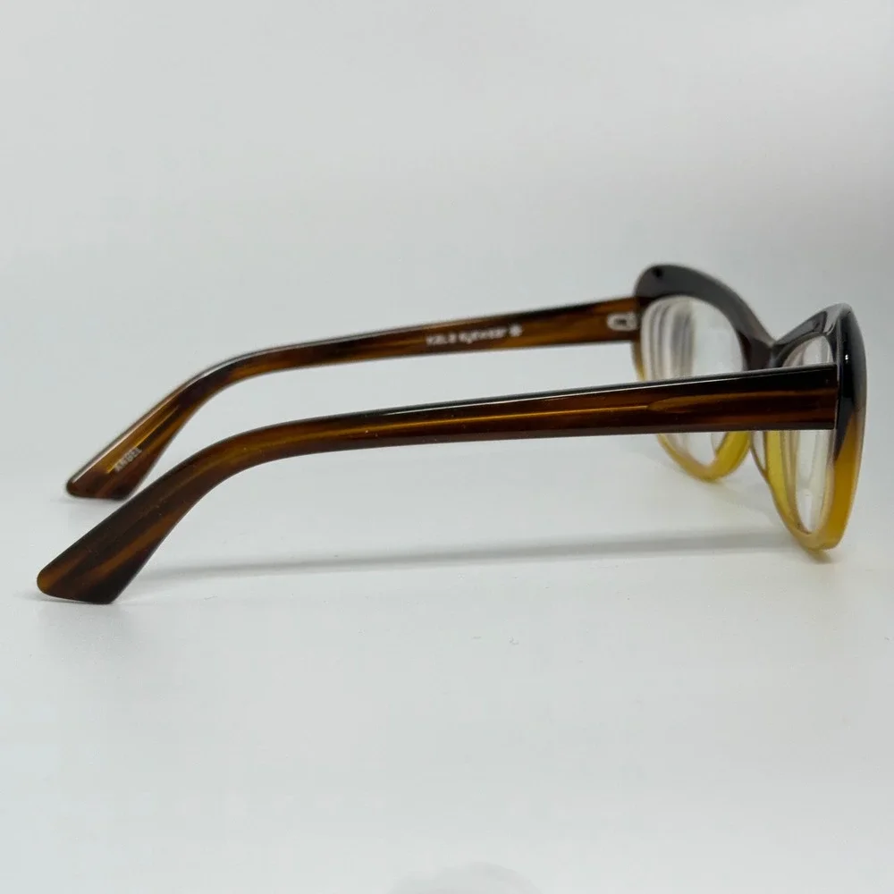 Kala Eyewear Cat Eye Glasses Handmade‎ USA Brown Yellow Ombre 21126